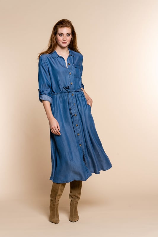 Dress Lyocell Button Closure Strap 17006-10 - Geisha - Alternatieve afbeelding