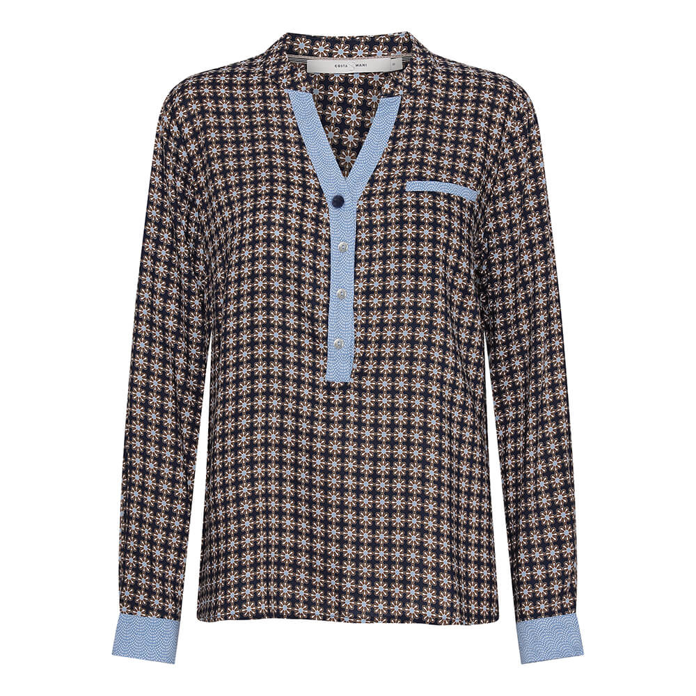 Alma Shirt Navy Flower - Costa Mani