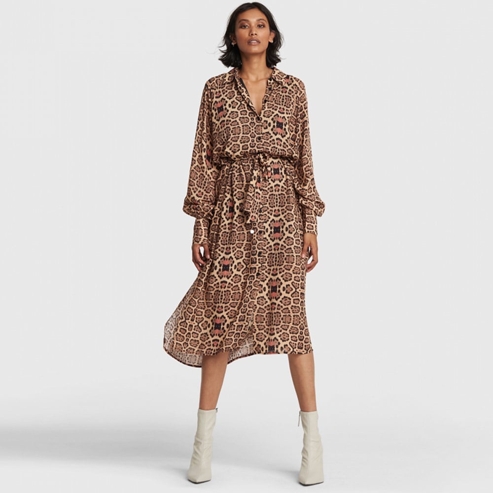 Woven Jaguar Oversized Blouse Dress - Alix The Label - Alternatieve afbeelding