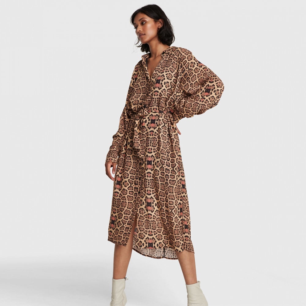 Woven Jaguar Oversized Blouse Dress - Alix The Label