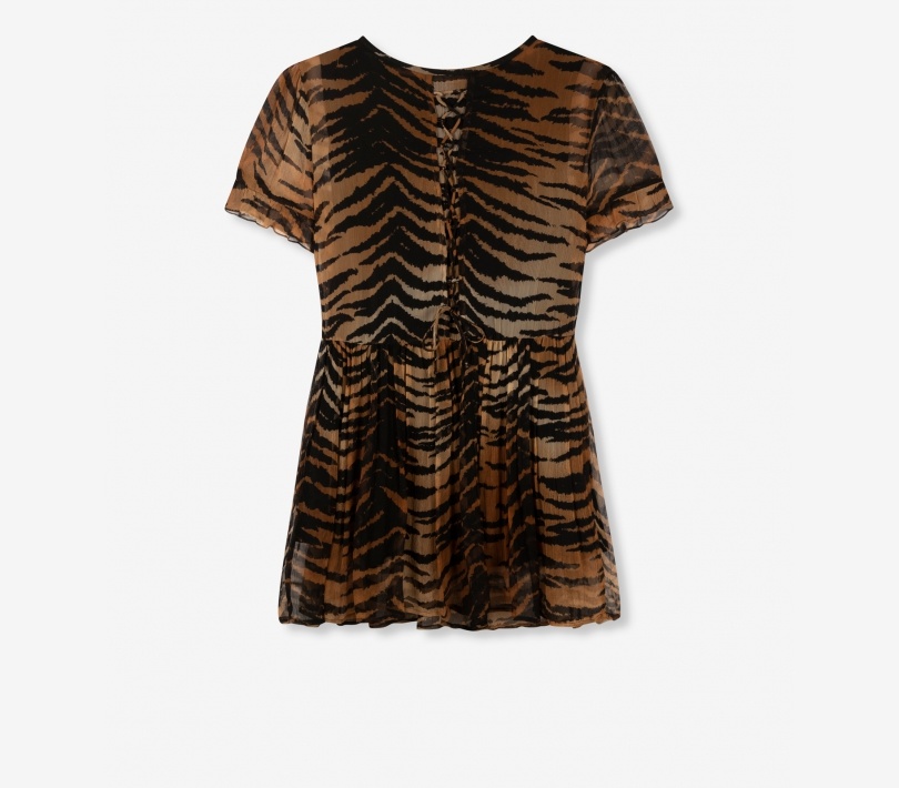 Ladies Woven Tiger Crinkle Chiffon Dress - Alix The Label