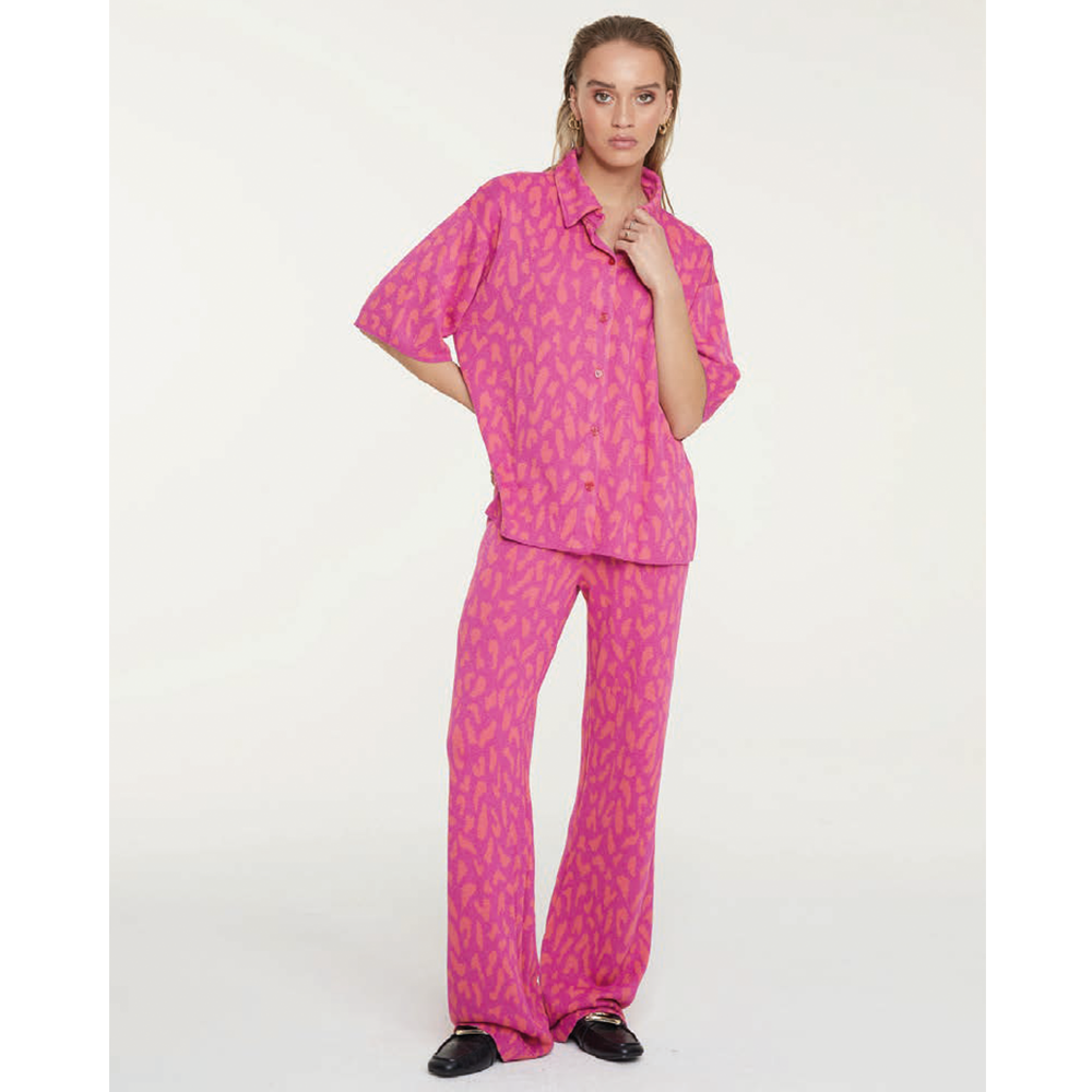 Ladies Knitted Wide Leg Jacquard Pants - Alix The Label - Alternatieve afbeelding