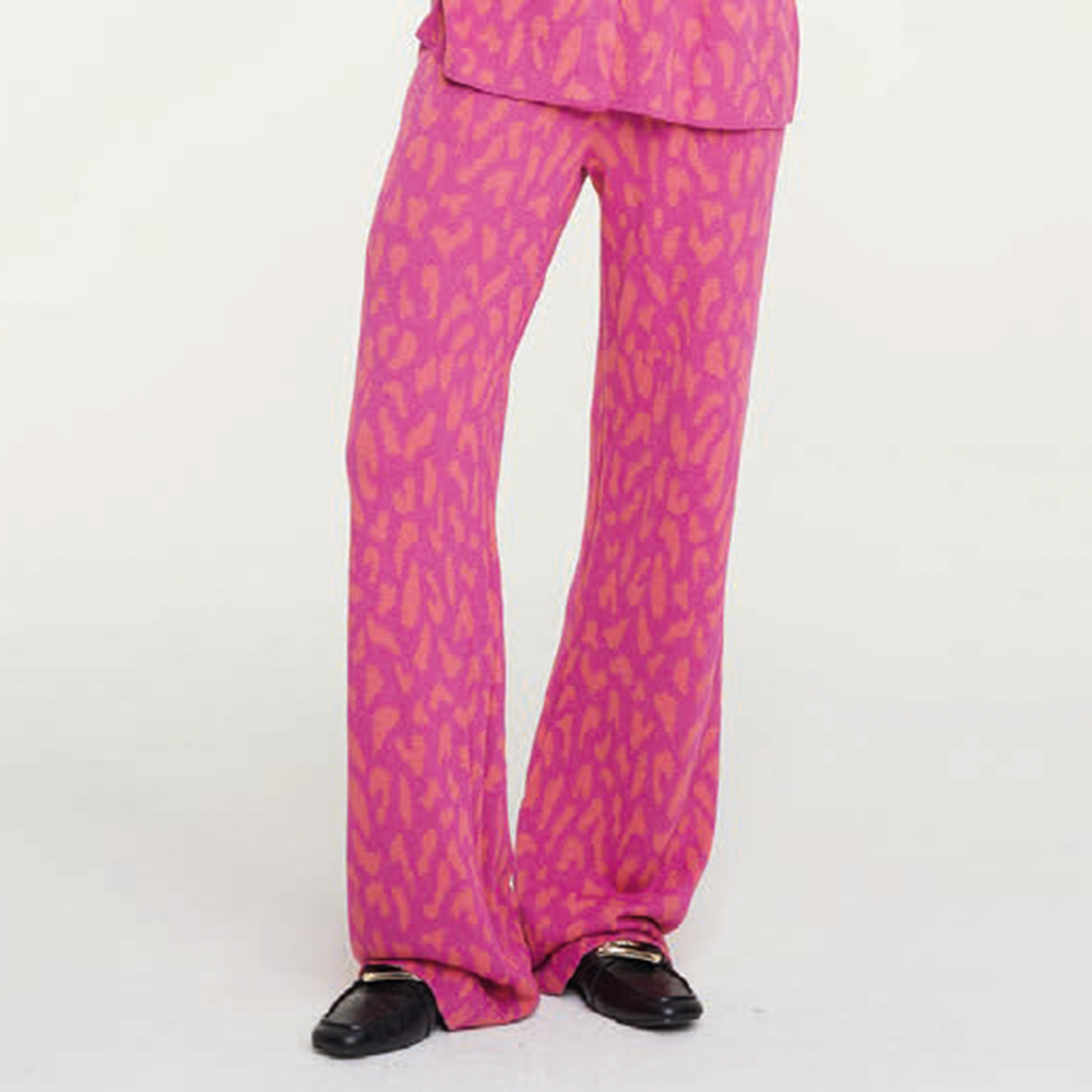 Ladies Knitted Wide Leg Jacquard Pants - Alix The Label