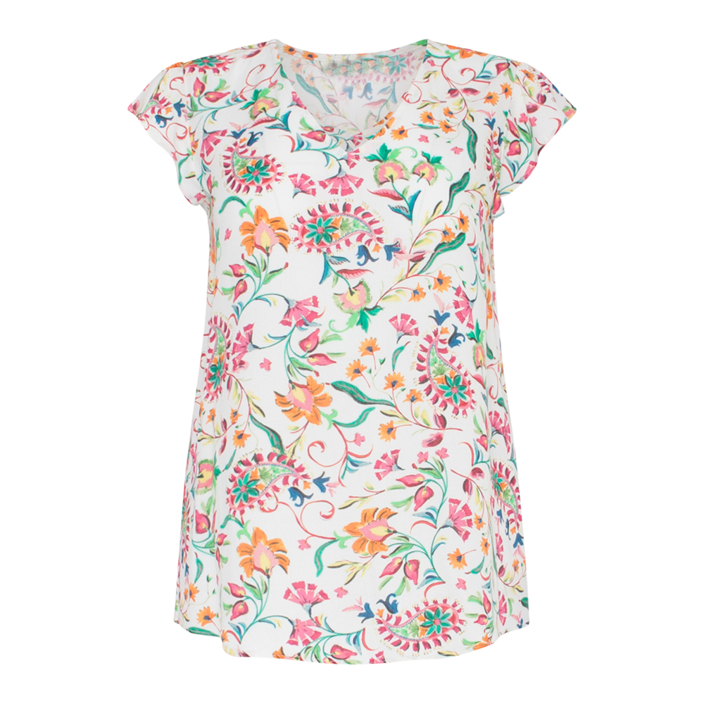 Top V-Hals Paisley Print 23199 - Smashed Lemon