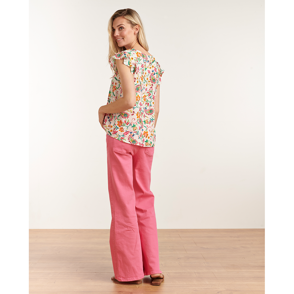 Top V-Hals Paisley Print 23199 - Smashed Lemon