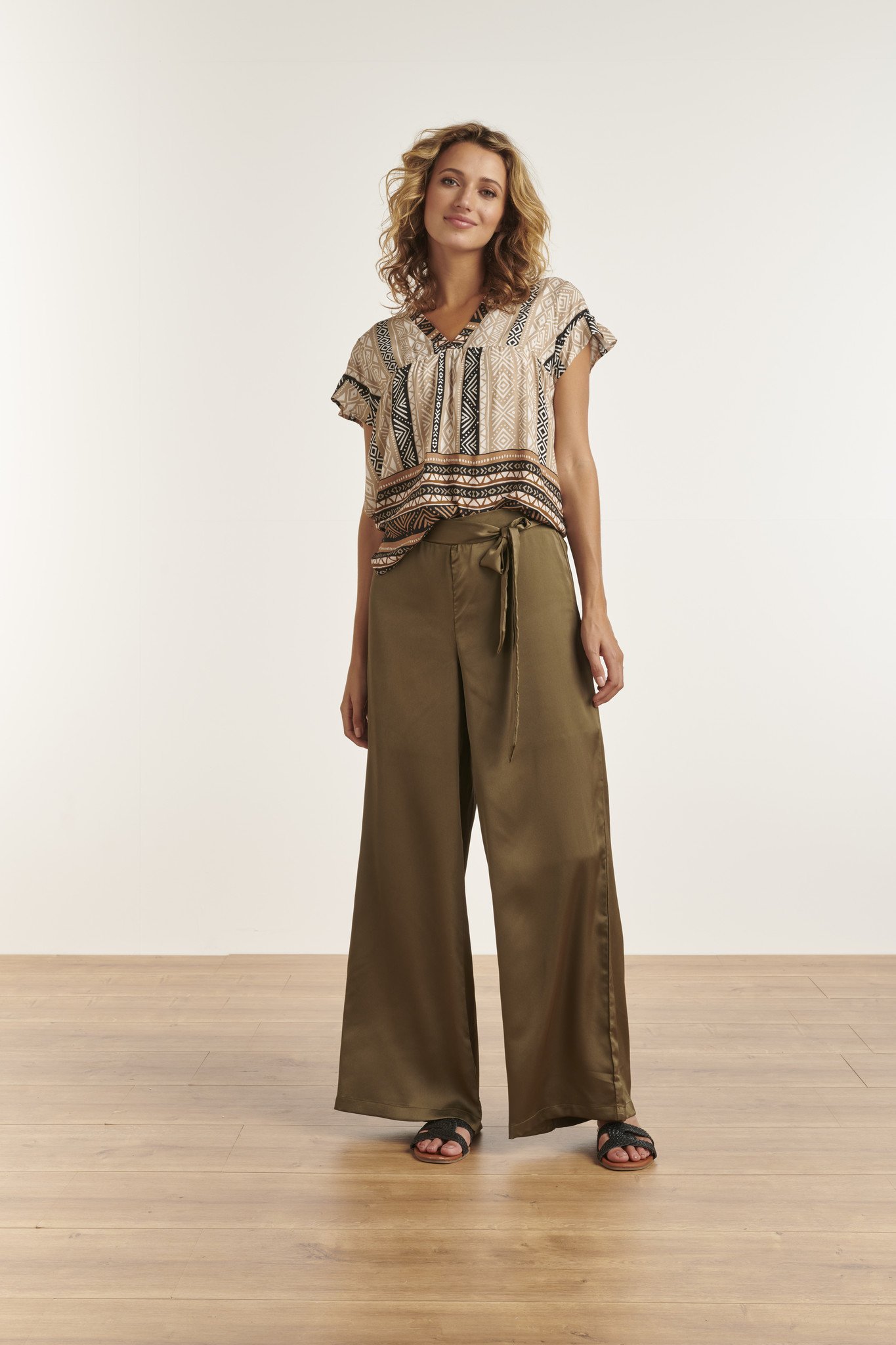 Top V-Hals Aztec Print 23341 - Smashed Lemon