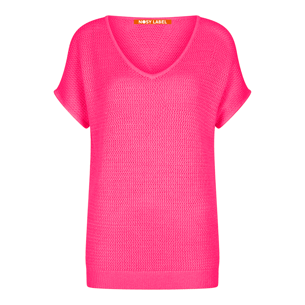 Trish Lurex Ajour V-Neck Shortsleeve - Nosy Label