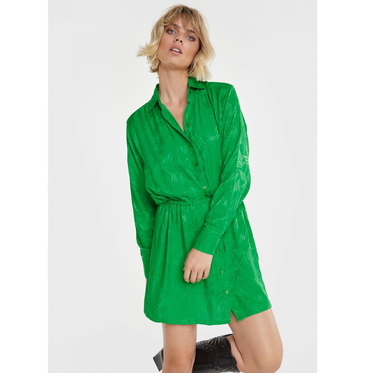 Ladies Woven Jacquard Blouse Dress - Alix The Label - Alternatieve afbeelding