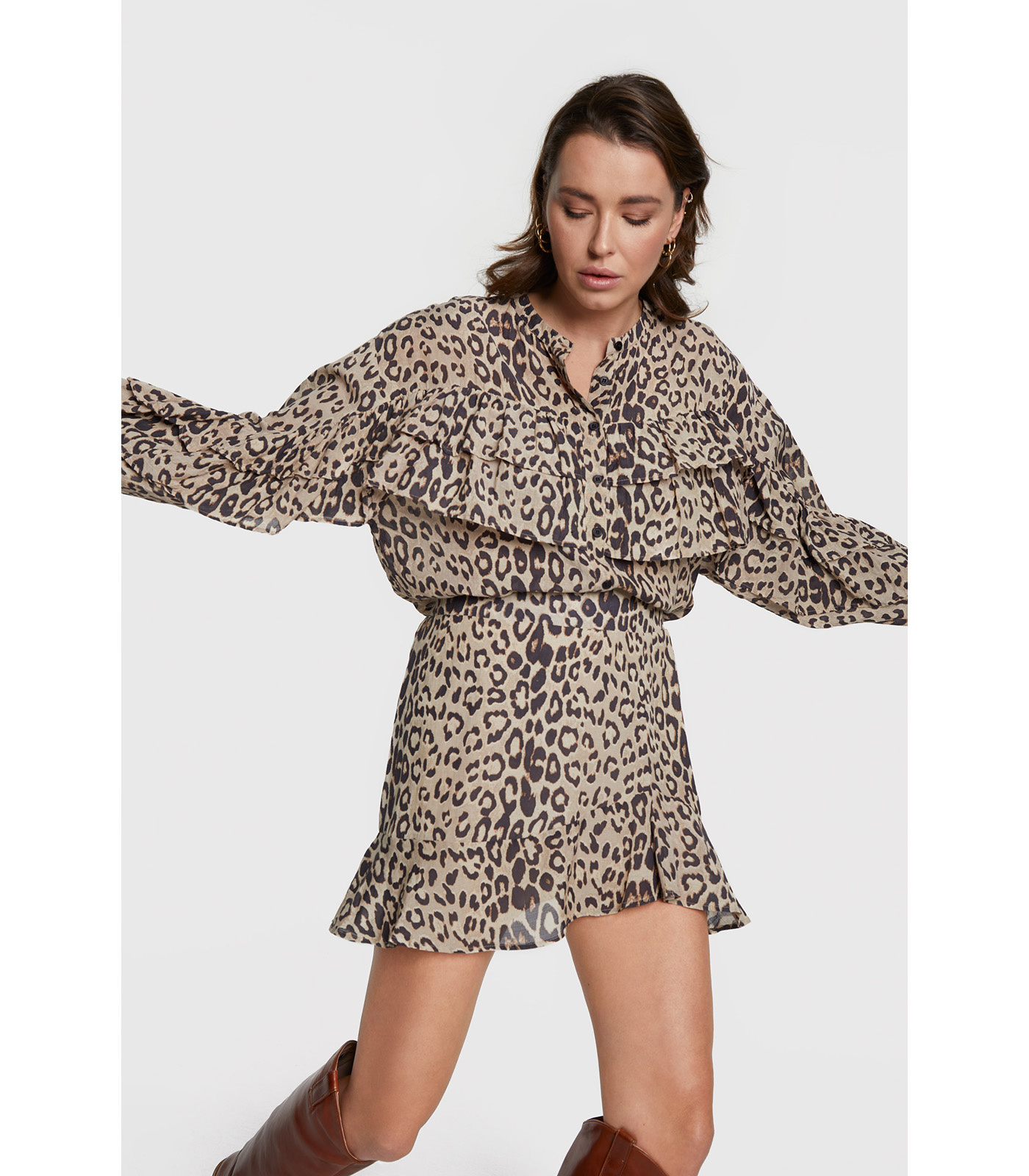 Ladies Woven Animal Ruffle Skirt - Alix The Label - Alternatieve afbeelding