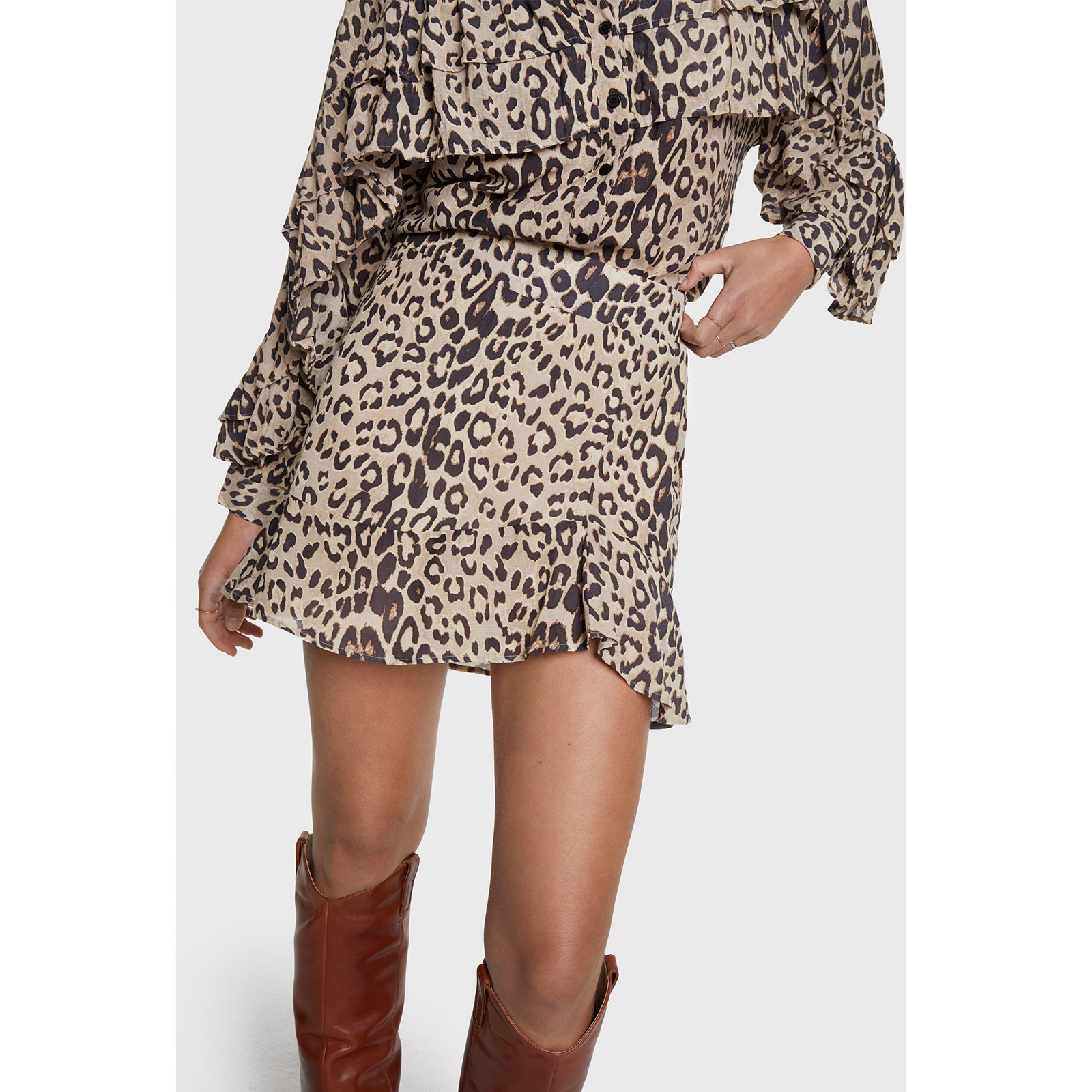 Ladies Woven Animal Ruffle Skirt - Alix The Label