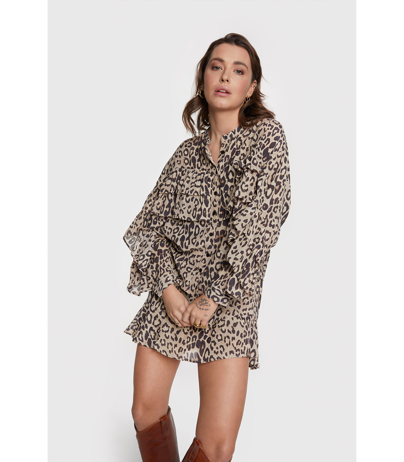 Ladies Woven Animal Ruffle Skirt - Alix The Label