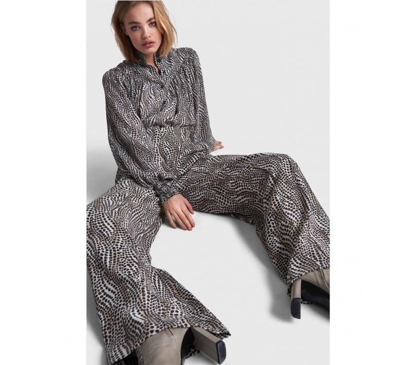 Woven Dots Animal Wide Leg Pants - Alix The Label