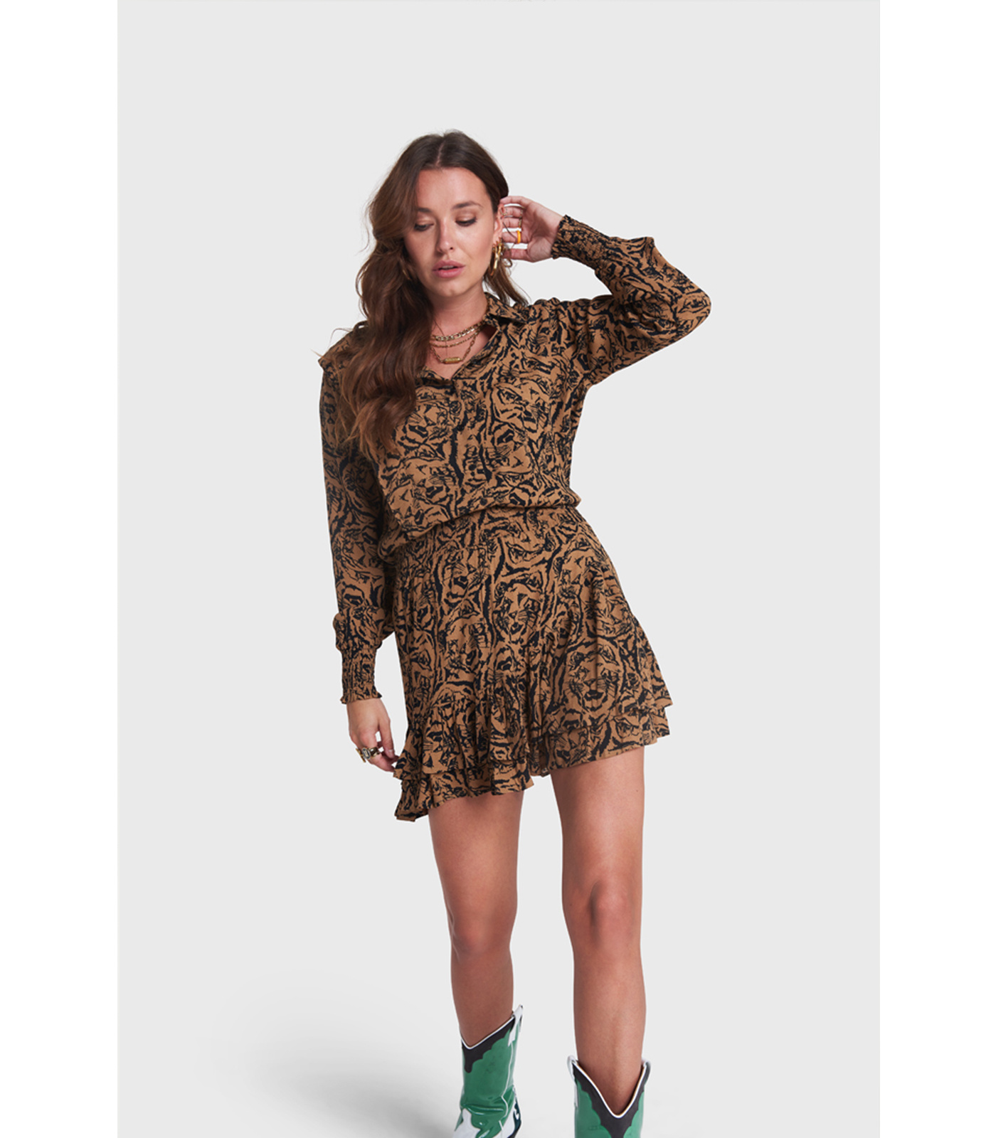 Woven Tiger Head Skirt - Alix The Label