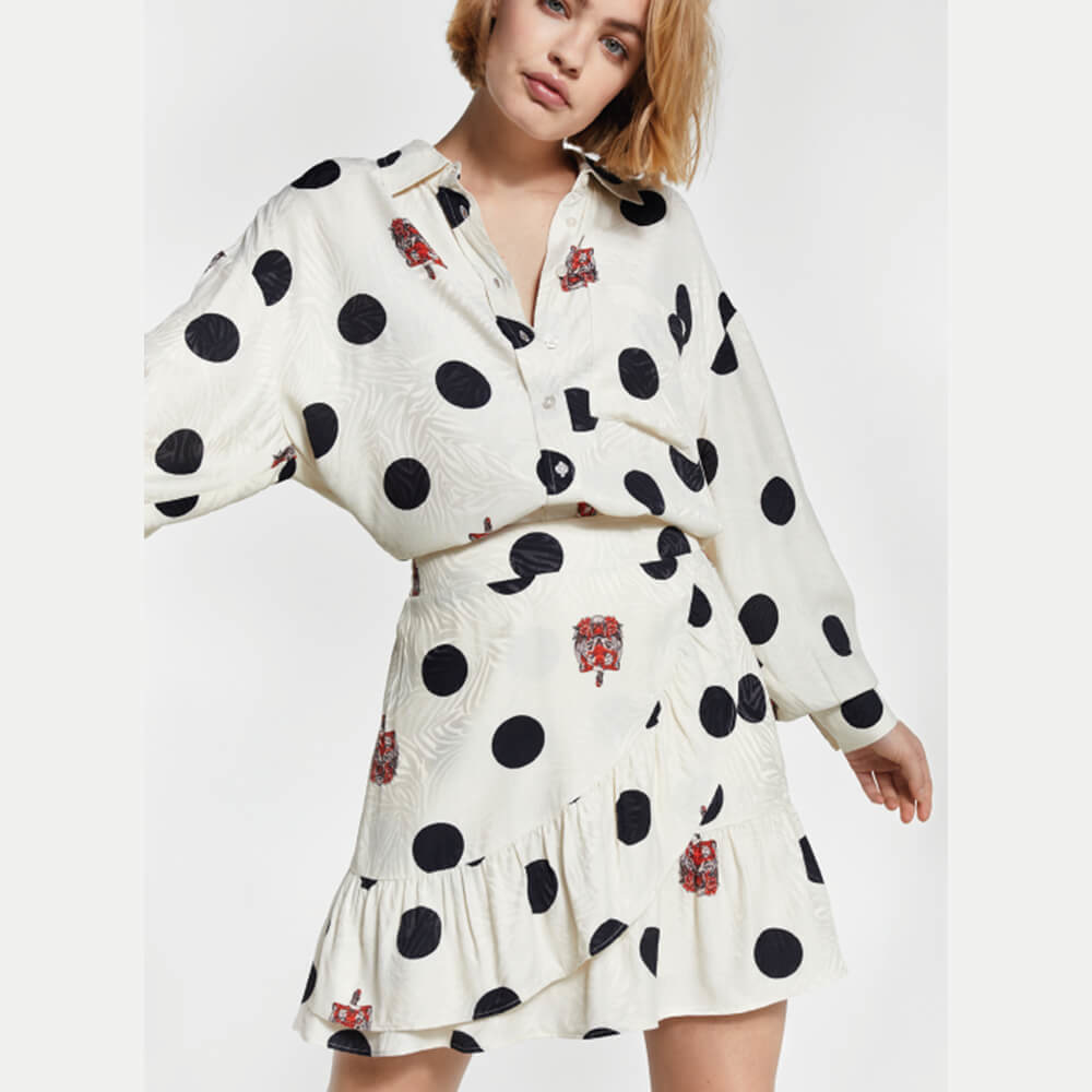 Ladies Woven Dot Tiger Jacquard Skirt - Alix The Label - Alternatieve afbeelding