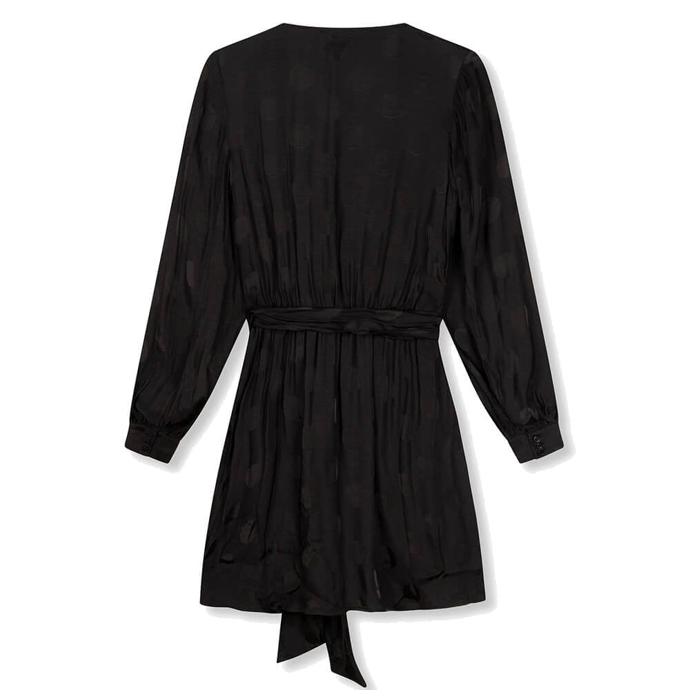 Ladies Woven Dot Jacquard Fake Wrap Dress - Alix The Label