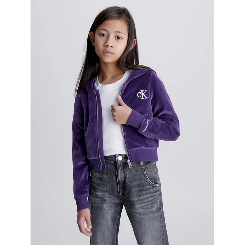 Velvet Monogram Zip Through - Calvin Klein Kids - Alternatieve afbeelding