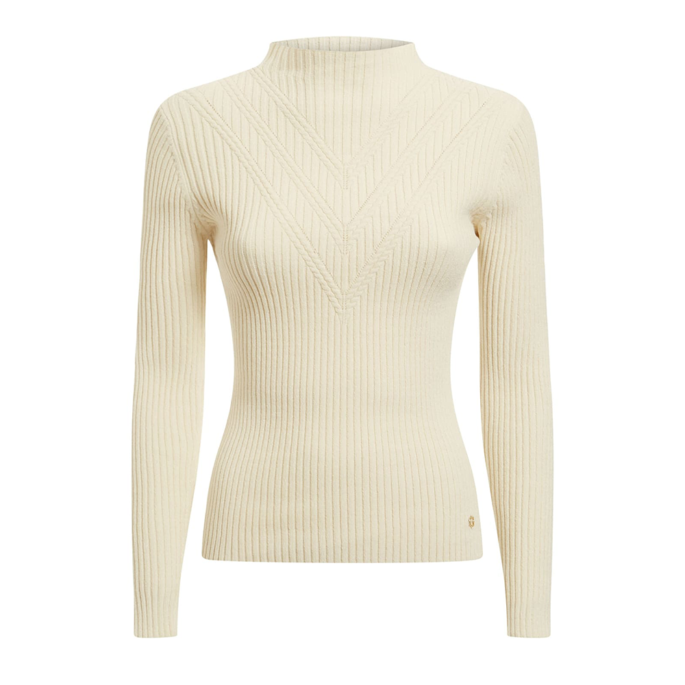 Rita Funnel Neck Cable Sweater - GUESS