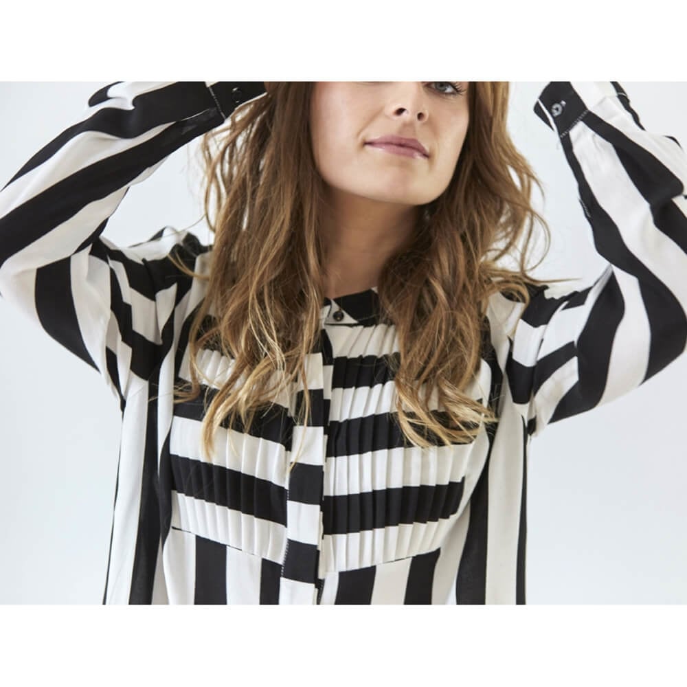 Stripe Pleat Dress - Costa Mani