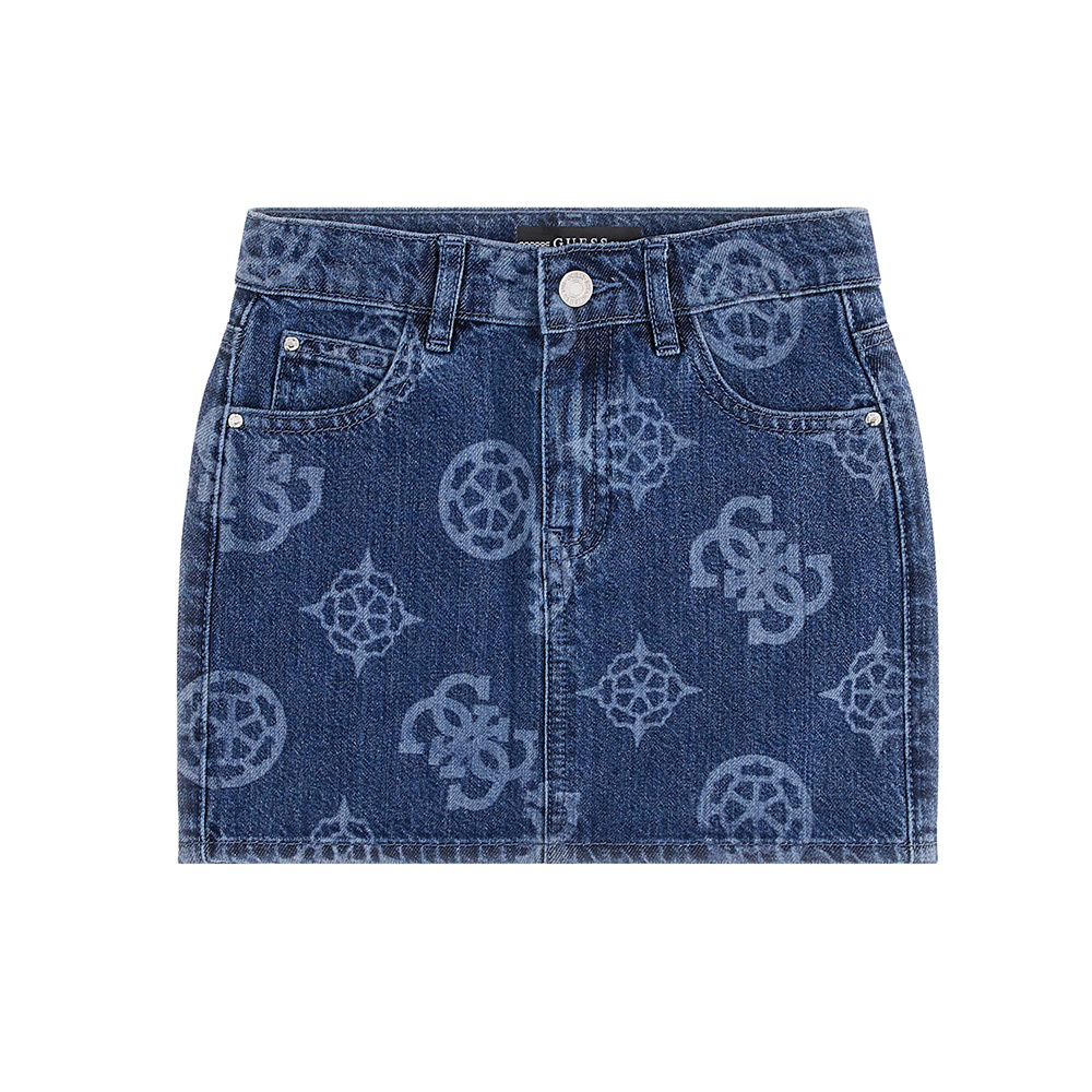 Denim Skirt With Laser Print - GUESS KIDS