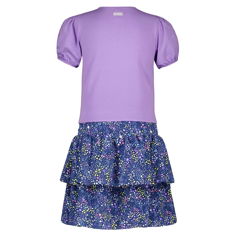 Girls dress w/ lilac top and leopard aop 2-layer skirt - B.Nosy