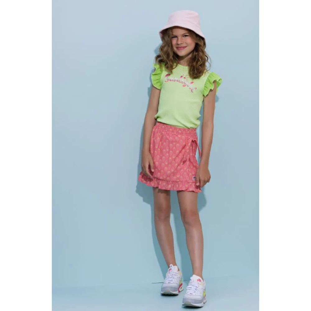 Kamsi rib jersey tshirt with contrast ruffled s/sleeves - NoNo - Alternatieve afbeelding