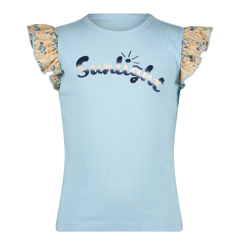 Kamsi rib jersey tshirt with contrast ruffled s/sleeves - NoNo