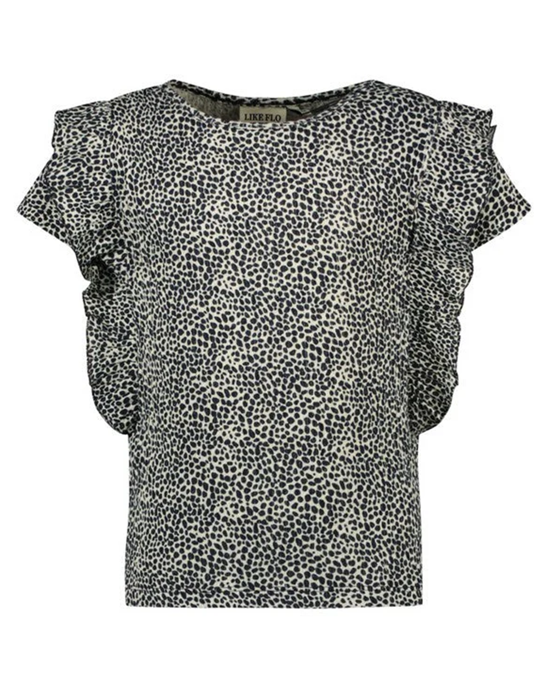 Flo girls fancy rib AOP ruffle top - Like Flo