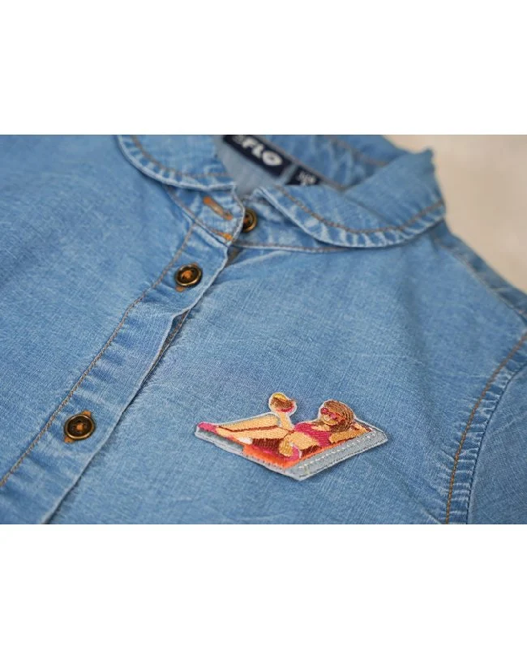 Flo girls tencell denim knotted blouse - Like Flo - Alternatieve afbeelding