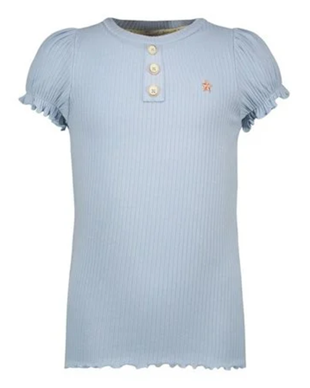 Flo girls solid rib ss tee with button closure - Like Flo