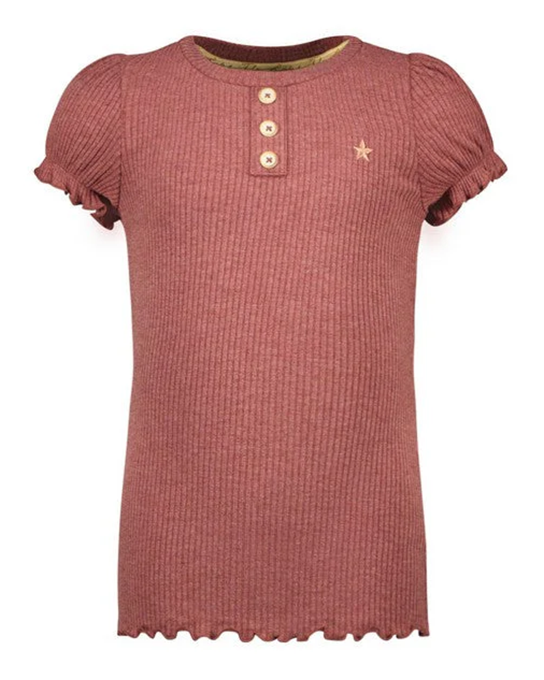 Flo girls solid rib ss tee with button closure - Like Flo