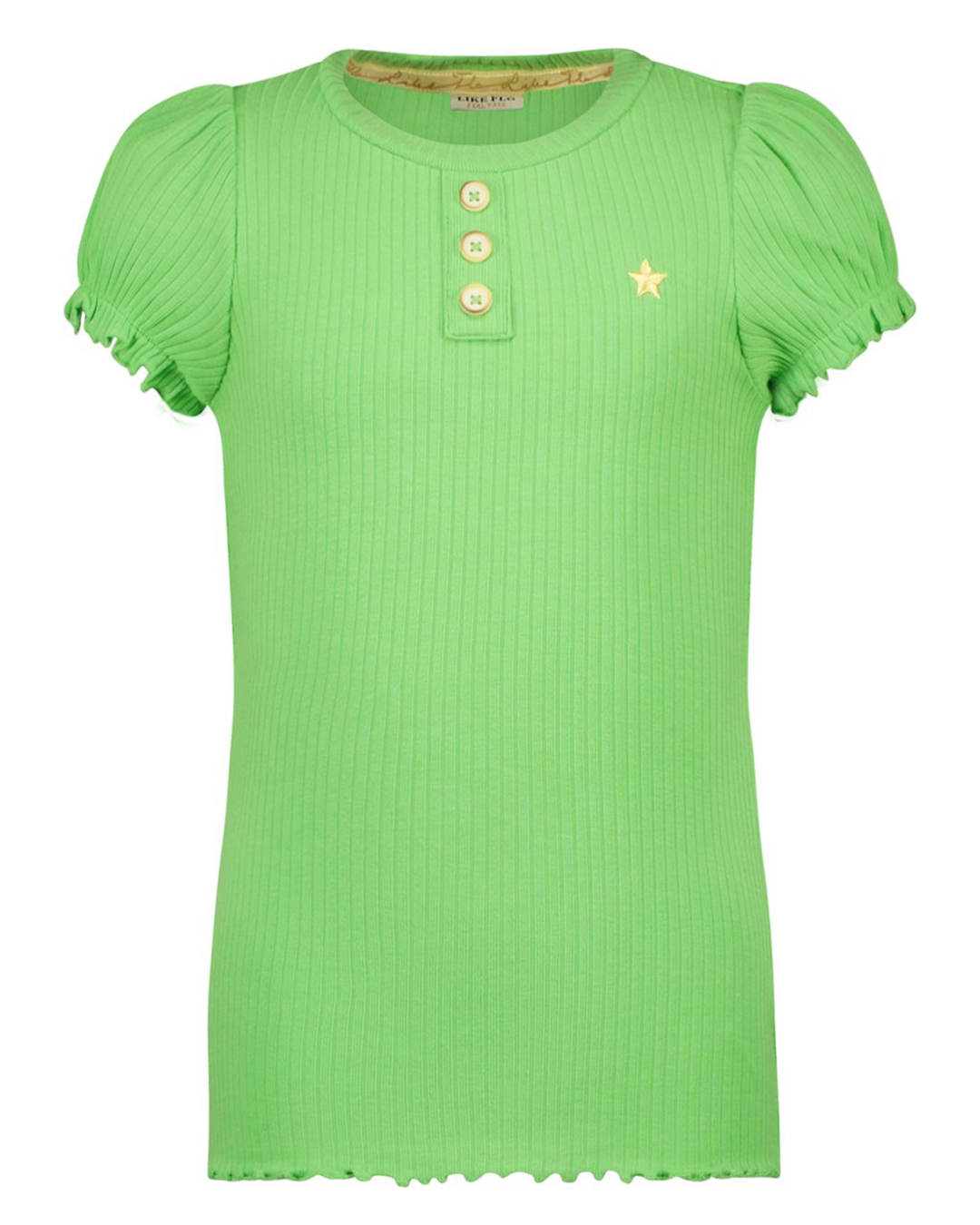 Flo girls solid rib ss tee with button closure - Like Flo