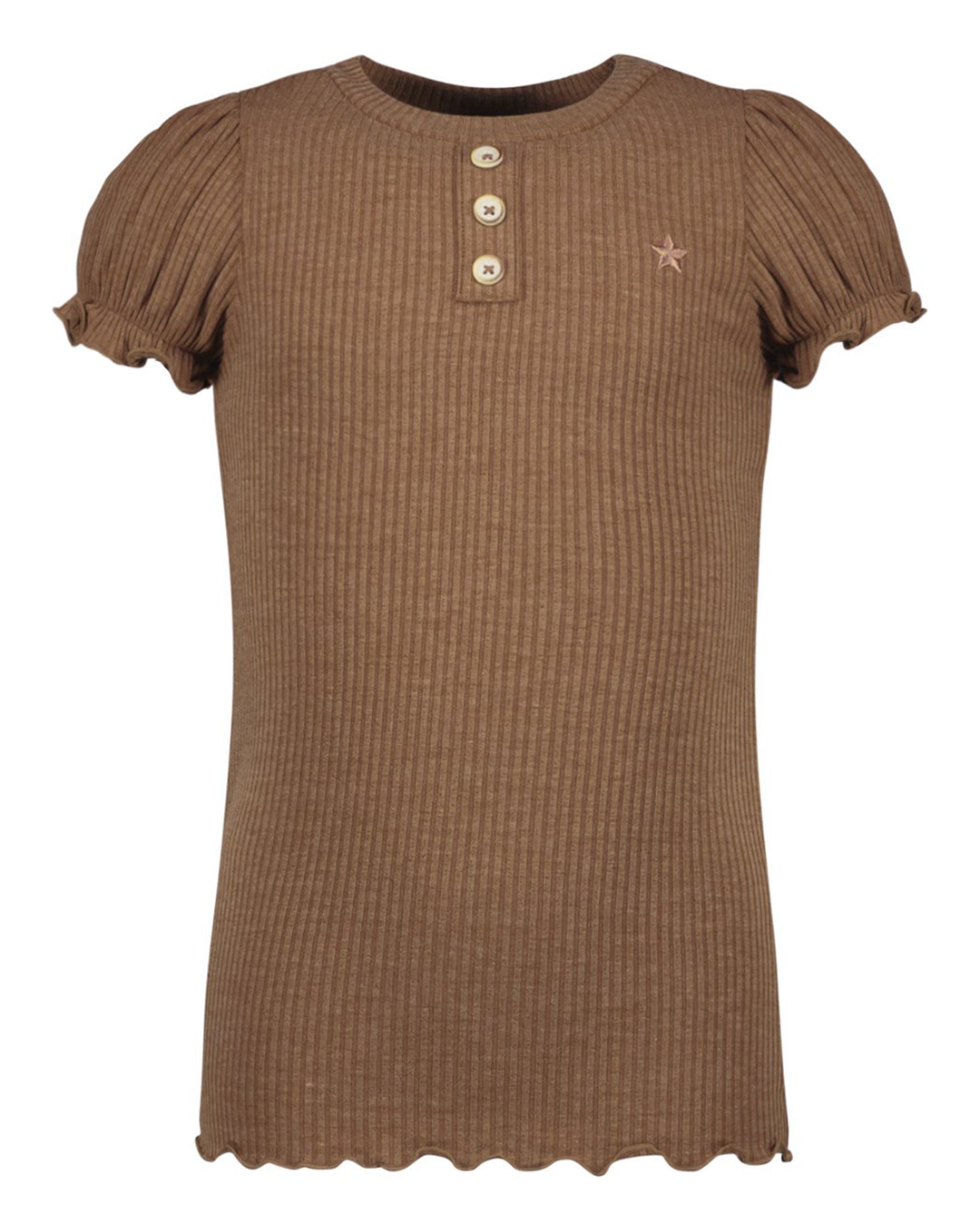 Flo girls solid rib ss tee with button closure - Like Flo