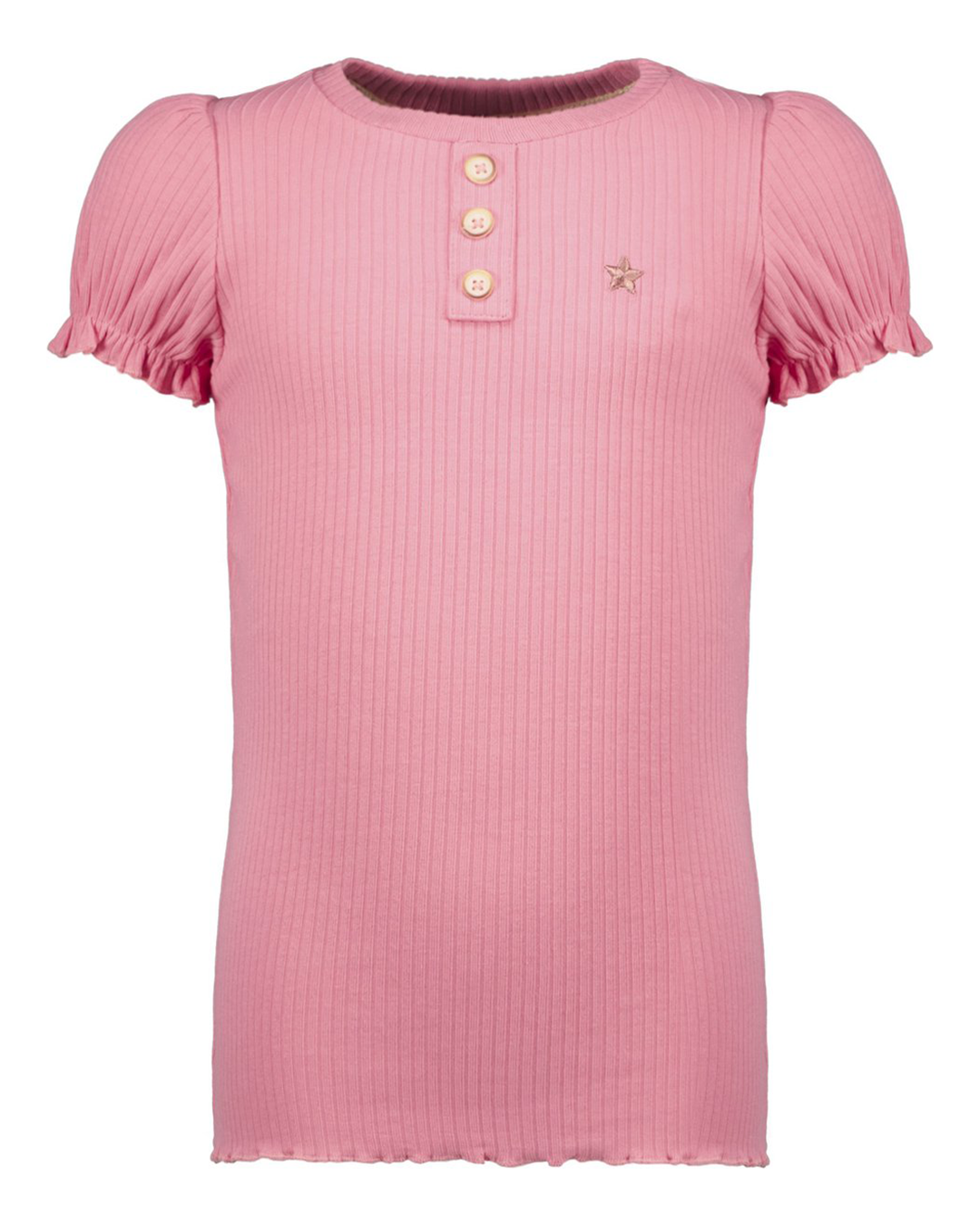 Flo girls solid rib ss tee with button closure - Like Flo