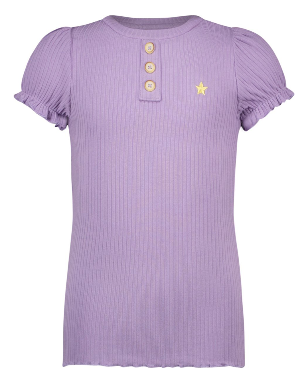 Flo girls solid rib ss tee with button closure - Like Flo