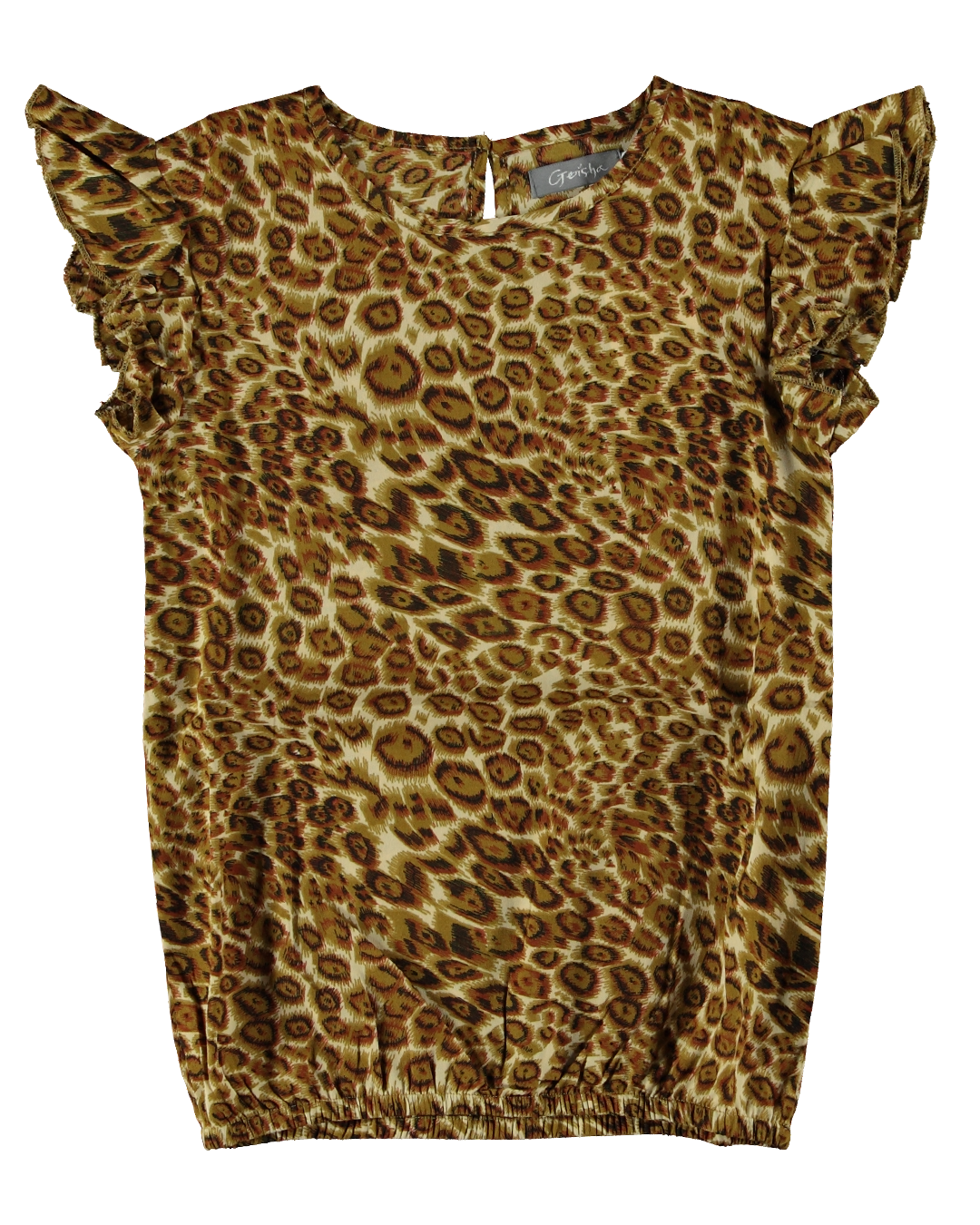 Top leopard, s/s ruffle - Geisha Girls