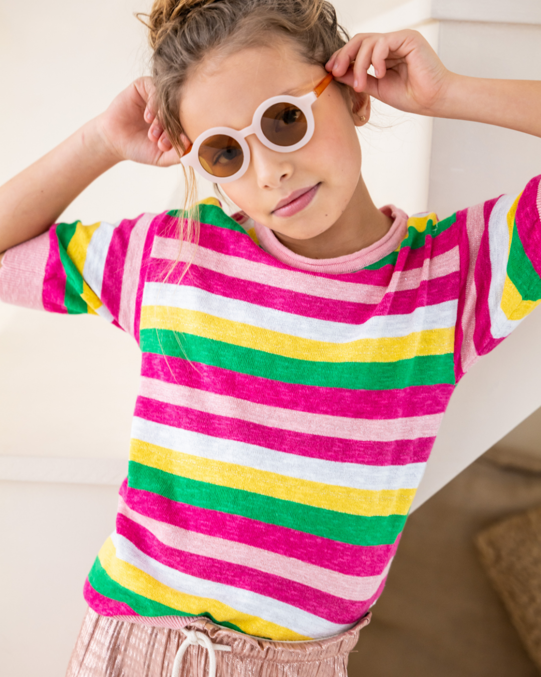 Flo girls knitted multi stripe ss top - Like Flo - Alternatieve afbeelding