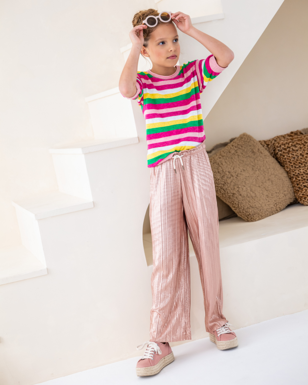 Flo girls knitted multi stripe ss top - Like Flo